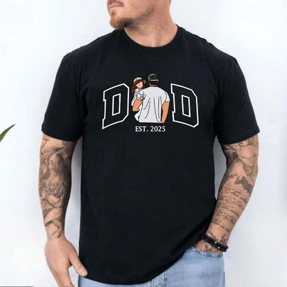 Fathers Day Gift Shirt Men Personalized Dad Portrait Family Design Cotton Tee Present for Husband Birthday Men Clothing    Your Coastal Marketplace | Shoreshopper.com
