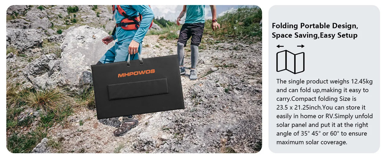 MHPOWOS 400W Portable Solar Panel, Lightweight Foldable Solar Panels with an Adjustable Kickstand, IP67 Waterproof Solar Charger    Home Decor Supply | Online Retail | ShoreShopper.com