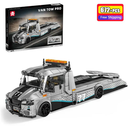 672Pcs Modified Trailer Building Blocks MOC Car Transporter Flatbed Tow Truck Vehicle Recovery Hauler Boys Festival Party Gifts - ShoreCo.Shop