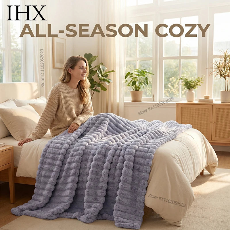 IHX Solid Color Imitation Rabbit Plush Milk Plush Thickened Thermal Leisure Home Blanket Office Nap Blanket, Custom Blanket Size    Your Coastal Marketplace | Shoreshopper.com
