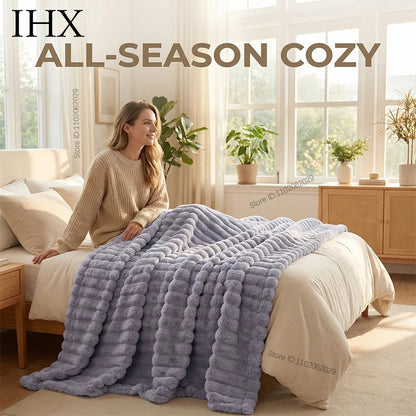 IHX Solid Color Imitation Rabbit Plush Milk Plush Thickened Thermal Leisure Home Blanket Office Nap Blanket, Custom Blanket Size    Your Coastal Marketplace | Shoreshopper.com