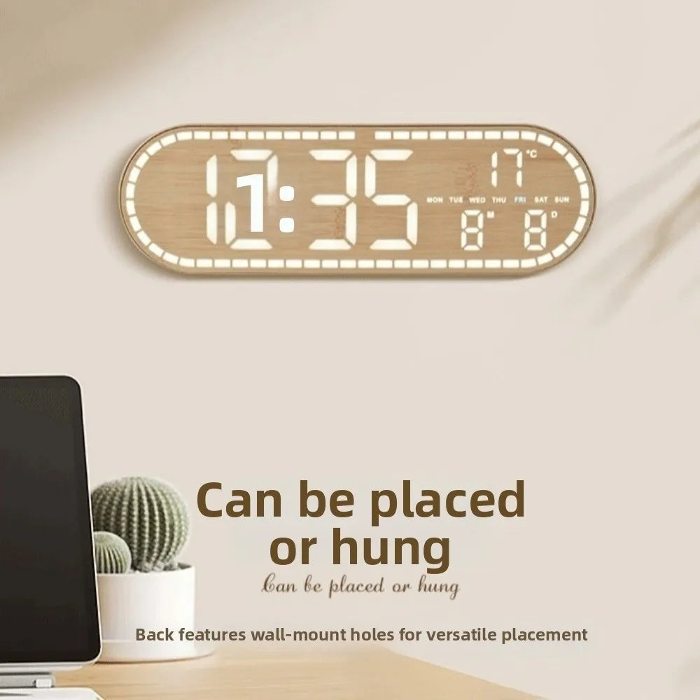 Minimalist Design Digital Wall Clock Silent Operation Nordic Style Alarm Clock Temperature Date Display Hanging Mount    Home Decor Supply | Online Retail | ShoreShopper.com