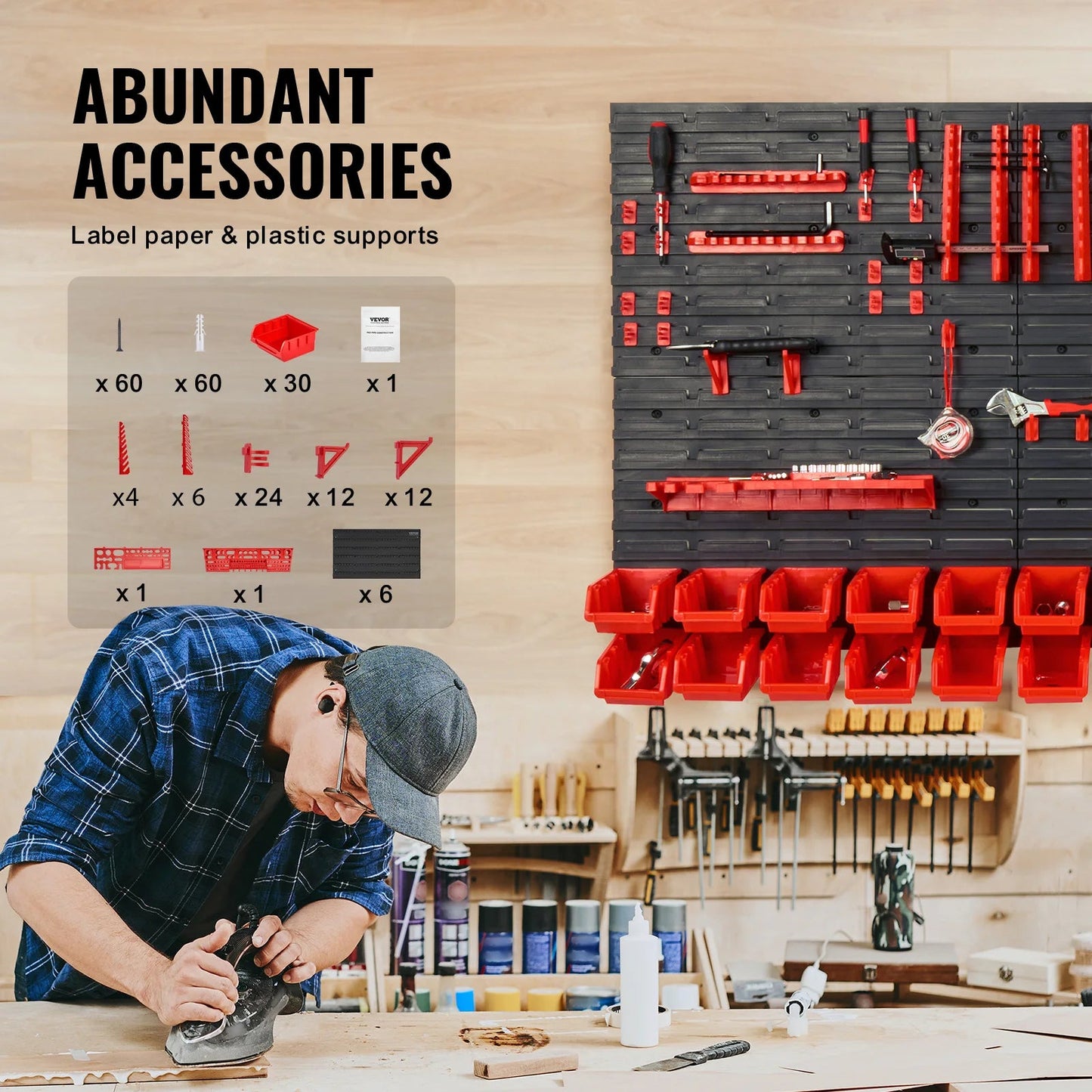 SucceBuy 30Bin Wall Mounted Storage Bins Parts Rack Organizer Garage with Wall Panels Hooks Plastic Shop Tool for Screw Nails    Home Decor Supply | Online Retail | ShoreShopper.com