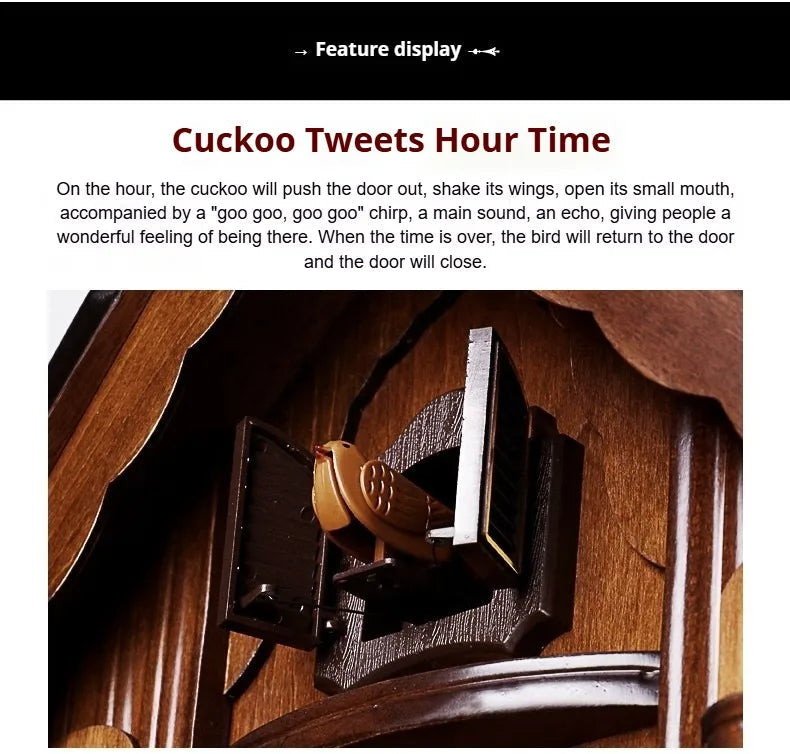 Antique Classic Solid Wood Hand-carved Cuckoo Wall Clock, Children's Music, Hour Announcement Swinging Creative Clock    Home Decor Supply | Online Retail | ShoreShopper.com