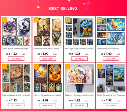 High Quality Pokemon Arcanine Pikachu Wall Painting with Unique Designs and Gorgeous Colors Adding A Touch of Brightness To Wall    Home Decor Supply | Online Retail | ShoreShopper.com