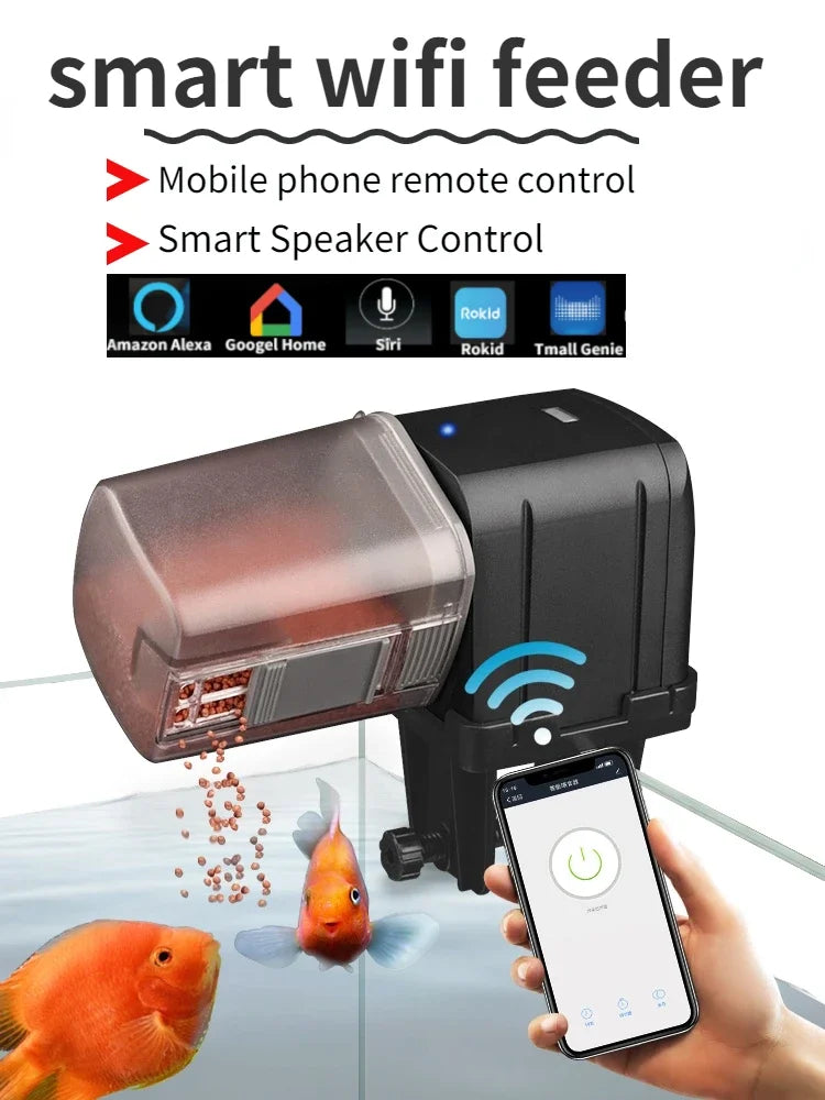 Automatic Aquarium Fish Tank Feeder Timing/Wifi Wireless Smart Phone App Intelligent Speaker Voice Remote Control Fish Feeding - ShoreCo.Shop