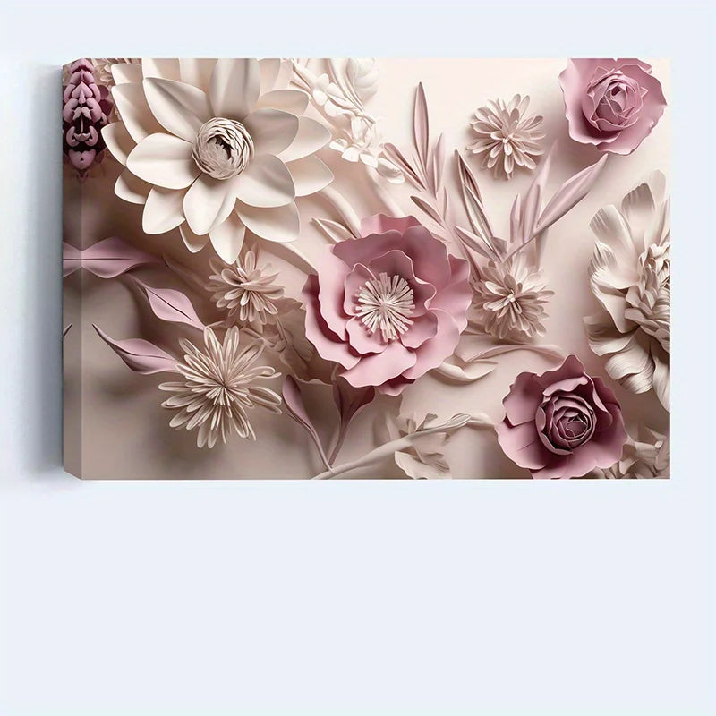 Charming Pink Floral Canvas Wall Art with Wooden Frame - Ideal Home Decor for Bedroom, Living Room & Office    Home Decor Supply | Online Retail | ShoreShopper.com