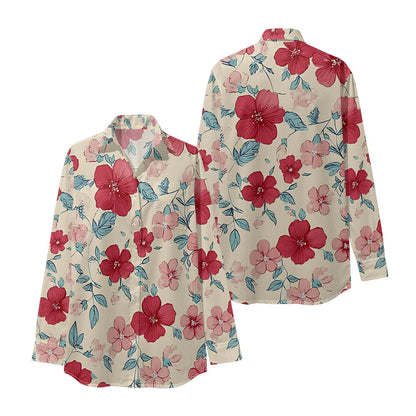 Women Luxury Floral Shirt Gradient Printed Blouse Elegant Button Up Long Sleeve Shirt for Office Casual Spring Summer Trend    Your Coastal Marketplace | Shoreshopper.com