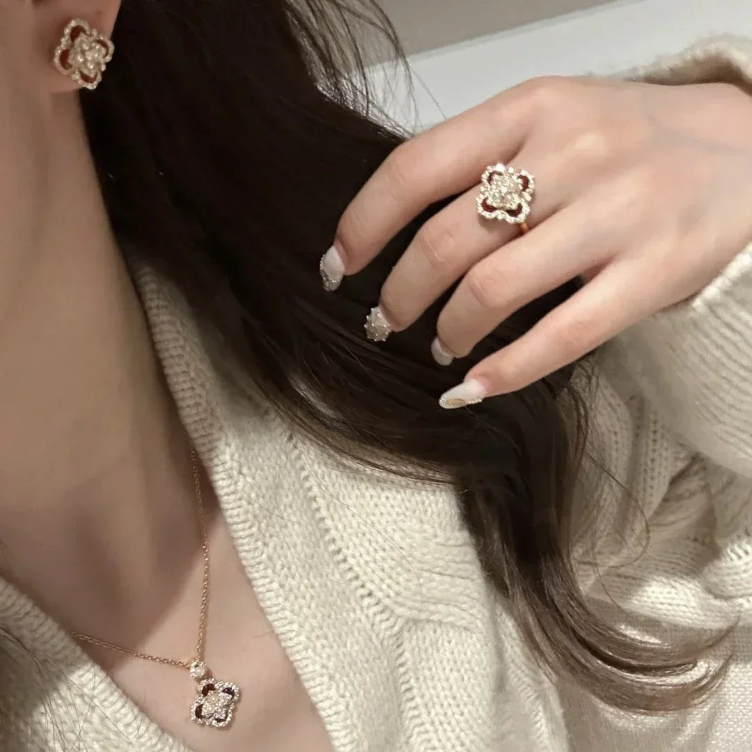 Classic and showy luxury red flower bridal jewelry sets for women exquisite pearl red chalcedony earrings rings necklace    Home Decor Supply | Online Retail | ShoreShopper.com