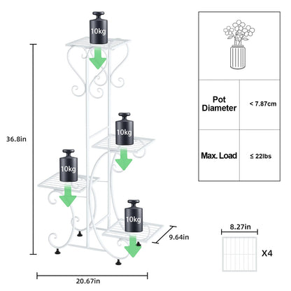4 Tier Metal Plant Stand for Indoor Outdoor Garden Patio Flower Pot Display Rack Organizer Black and White    Home Decor Supply | Online Retail | ShoreShopper.com