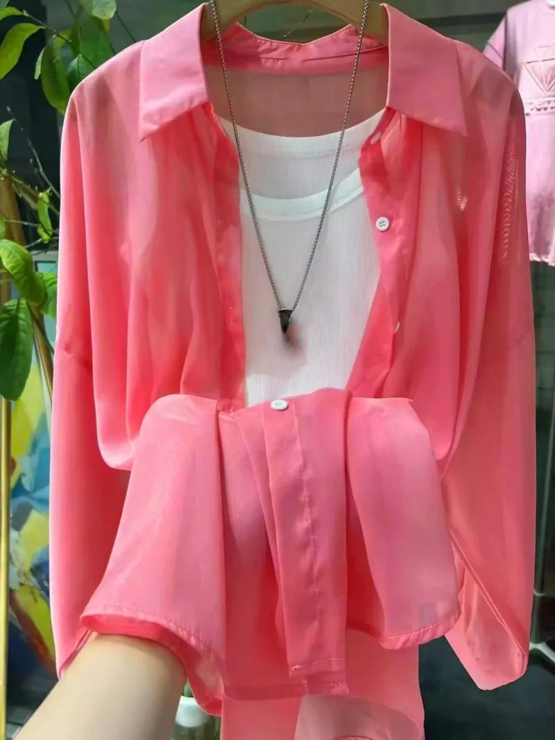 New Women's Shirt | Lightweight Breathable, Solid Color, Straight Button Placket, Lapel, Long-Sleeve, Outerwear & Sun-Protective    Your Coastal Marketplace | Shoreshopper.com