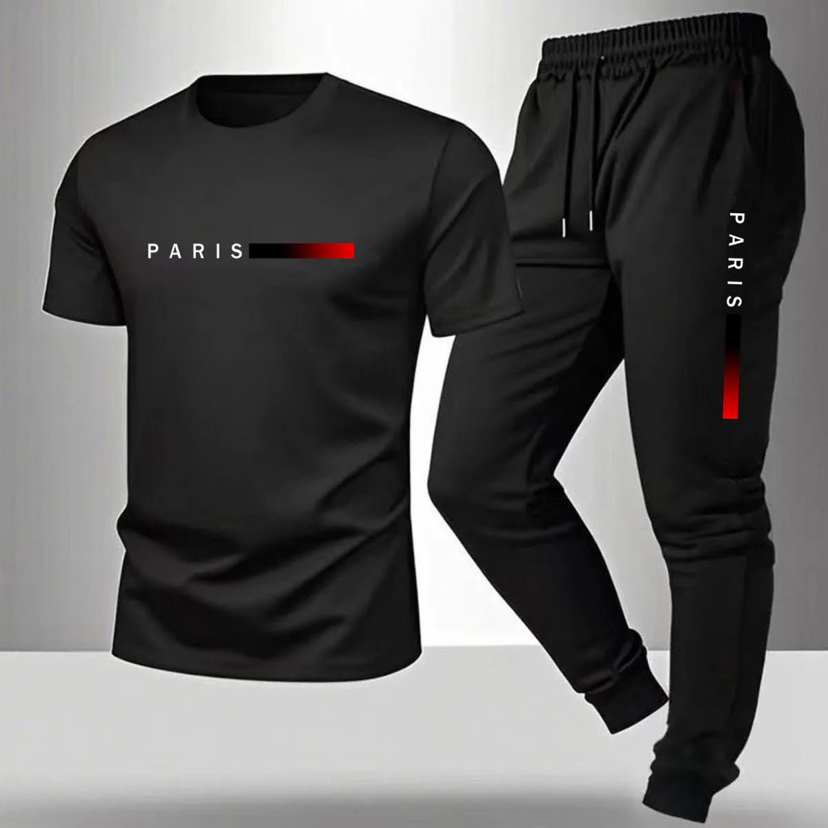 2026 NEW Men's Summer Casual Pants+Short Sleeve T-shirt Set Paris Paris Paris Printed Two Piece Set Men's Sports Set    Home Decor Supply | Online Retail | ShoreShopper.com