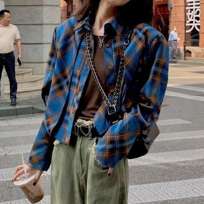 Checkered shirt women's 2024 spring new design sense niche French chic long sleeved shirt  retro top  womens tops    Home Decor Supply | Online Retail | ShoreShopper.com