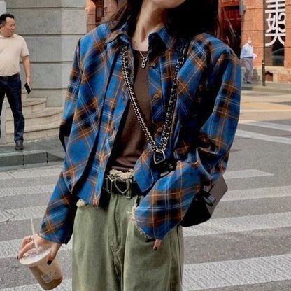 Checkered shirt women's 2024 spring new design sense niche French chic long sleeved shirt  retro top  womens tops    Home Decor Supply | Online Retail | ShoreShopper.com