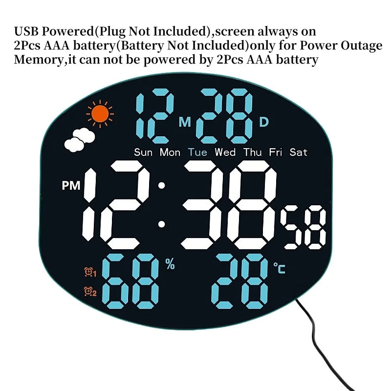 Large Digital Wall Clock Weather Station Forecast TEMP Humidity Date Week Night Mode Table Clock 2 Alarm 12/24H LED Alarm Clock    Home Decor Supply | Online Retail | ShoreShopper.com