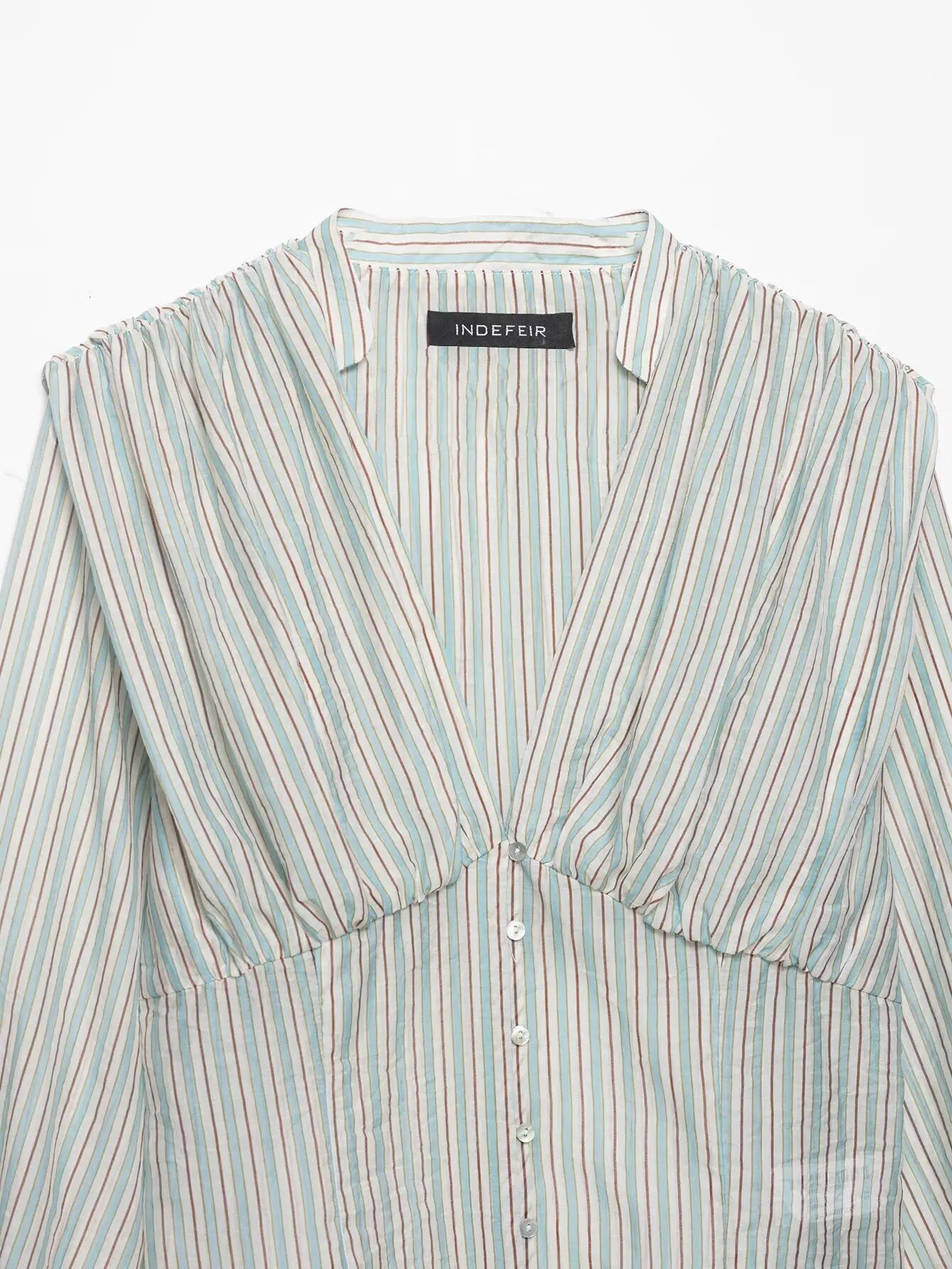 Women Sexy Shirts Spring Summer New Female V-Neck Long Sleeve Shirt Waist-Cinching Striped Tops Lady Chic Casual Holiday Blouses    Your Coastal Marketplace | Shoreshopper.com