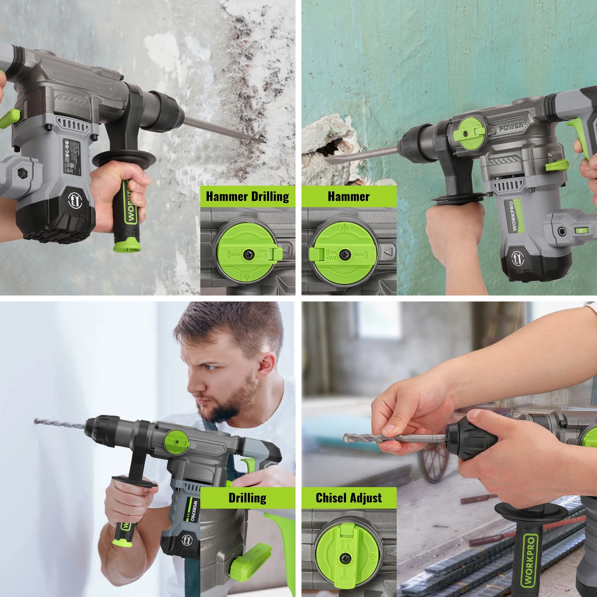 WORKPRO  12.5 AMP Heavy Duty Rotary Hammer Drill for Concrete 32mm MAX, Steel 13mm MAX,Wood 42mm MAX. - ShoreCo.Shop