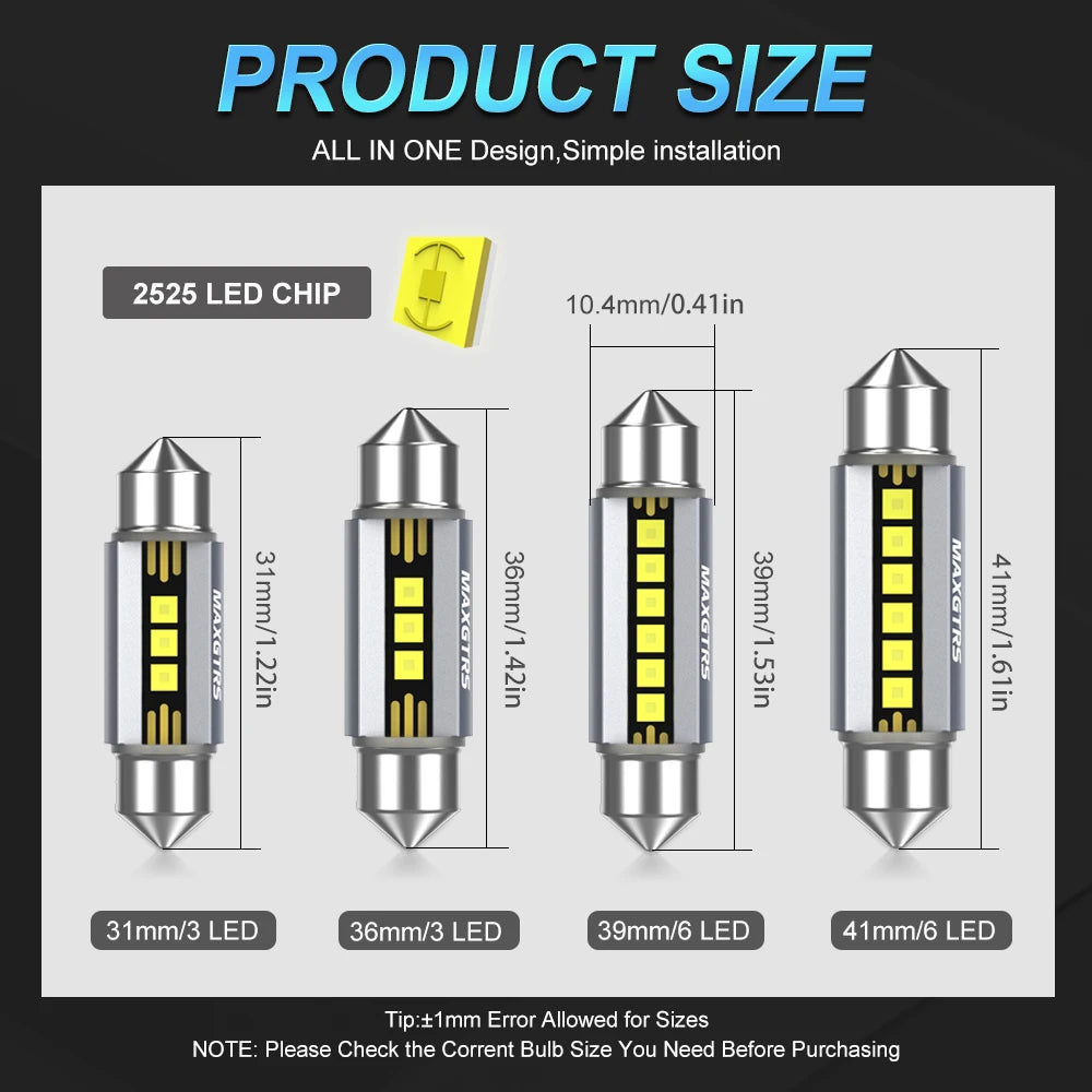 5Pcs MAXGTRS LED C5W C10W 39mm 41mm 42mm LED Festoon Canbus Error Free 6500K White Car Interior Light Reading Dome Trunk Lamp 12    Home Decor Supply | Online Retail | ShoreShopper.com