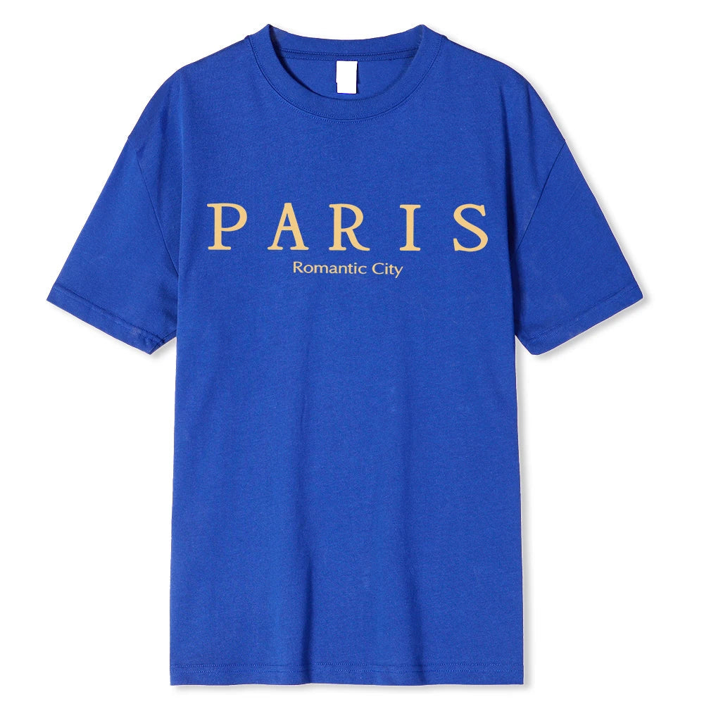 Paris Romantic City Letter Graphic Print Tees Men T-Shirt Summer Loose Clothing Loose Cotton Oversize Tshirt Street Soft Tops    Home Decor Supply | Online Retail | ShoreShopper.com
