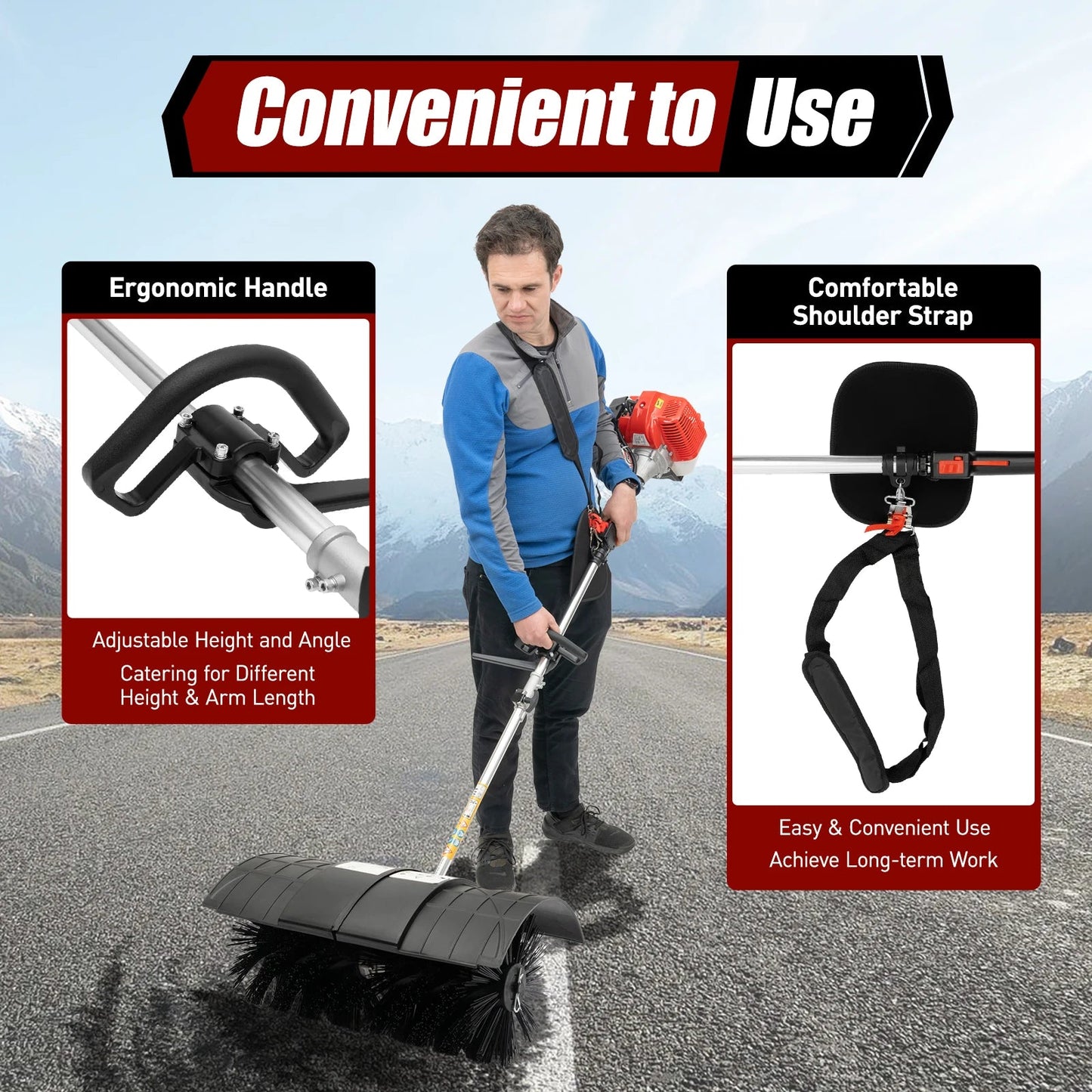 2.3HP 52CC Gas Power Walk Behind Sweeper, Hand-hold Snow Sweeper for Driveway Turf Artificial Grass    Home Decor Supply | Online Retail | ShoreShopper.com