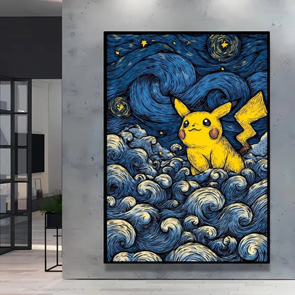Van Gogh Style Pokemon Pikachu Wall Decoration Multiple Characters Are Available Creating A Unique Artistic Space for Your Home    Home Decor Supply | Online Retail | ShoreShopper.com