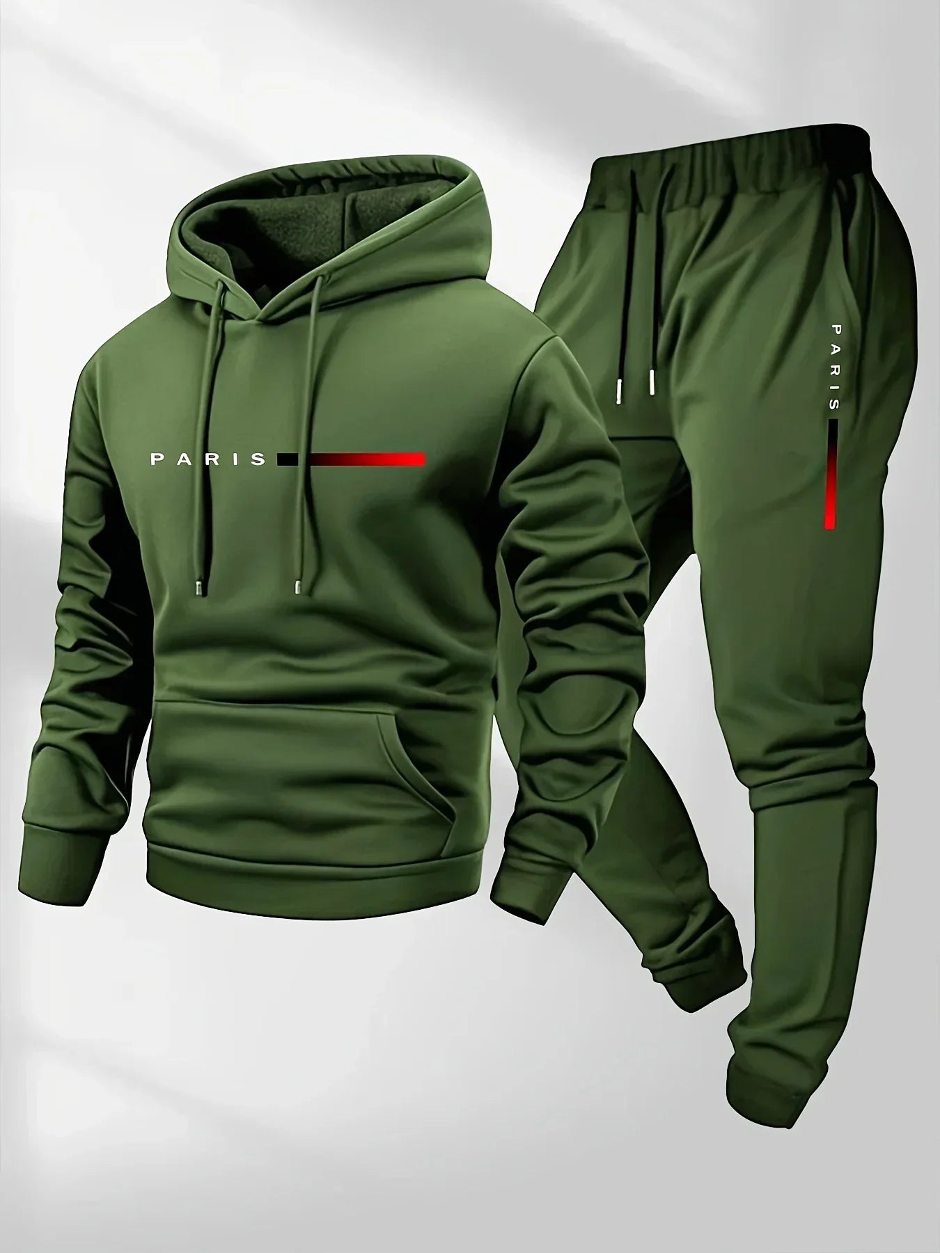 Paris Letter Printed Sweatshirt Set Men's Wool Hooded Sweatshirt Pants Set Spring and Autumn Winter Warm Casual Sportswear Set    Home Decor Supply | Online Retail | ShoreShopper.com