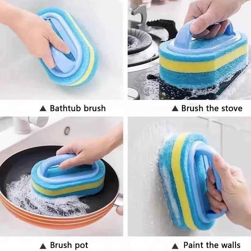 Cleaning Brush With Handle Sponge Wiping Kitchen Cleaning Pot Washing Dishwashing Sponge Cleaning And Brush Tool Toilet Ceramic