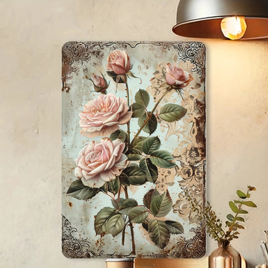 Vintage Rose Aluminum Metal Wall Art Sign - 8x12 Inch Decorative Piece for Home, Cafe, Bar & Restaurant Decor    Home Decor Supply | Online Retail | ShoreShopper.com
