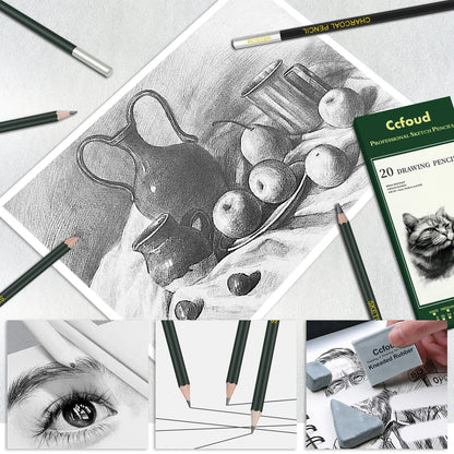 14-60 pcs Drawing Set Sketching Kit - Art Supplies,for Adults Artists with 3-Color Sketchbook,Graphite,Pastel,Charcoal Pencils    Home Decor Supply | Online Retail | ShoreShopper.com