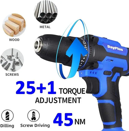 21V Electric Drill Driver, Kit with 1 Battery and Charger, 26 Drill/Screwdriver Bits, DIY Home Use - ShoreCo.Shop