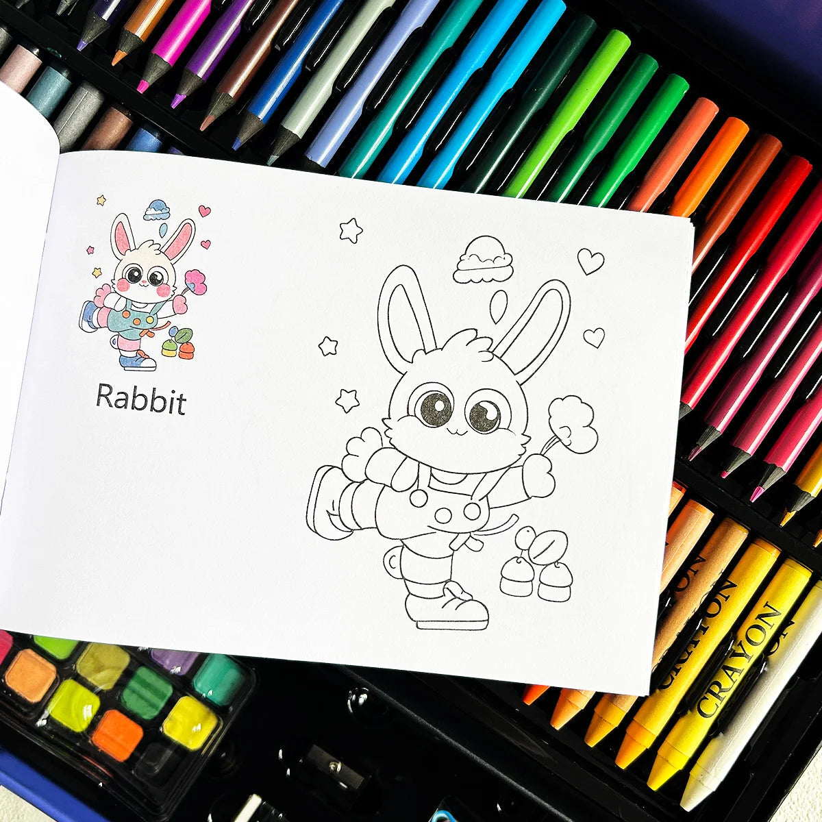Cartoon Art Supplies,156 Pack Painting Drawing Art Kit ,Deluxe Double Layers Art Set Tool,Colored Pencils,Oil Pastels,Watercolor    Home Decor Supply | Online Retail | ShoreShopper.com