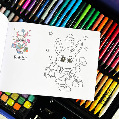 Cartoon Art Supplies,156 Pack Painting Drawing Art Kit ,Deluxe Double Layers Art Set Tool,Colored Pencils,Oil Pastels,Watercolor    Home Decor Supply | Online Retail | ShoreShopper.com