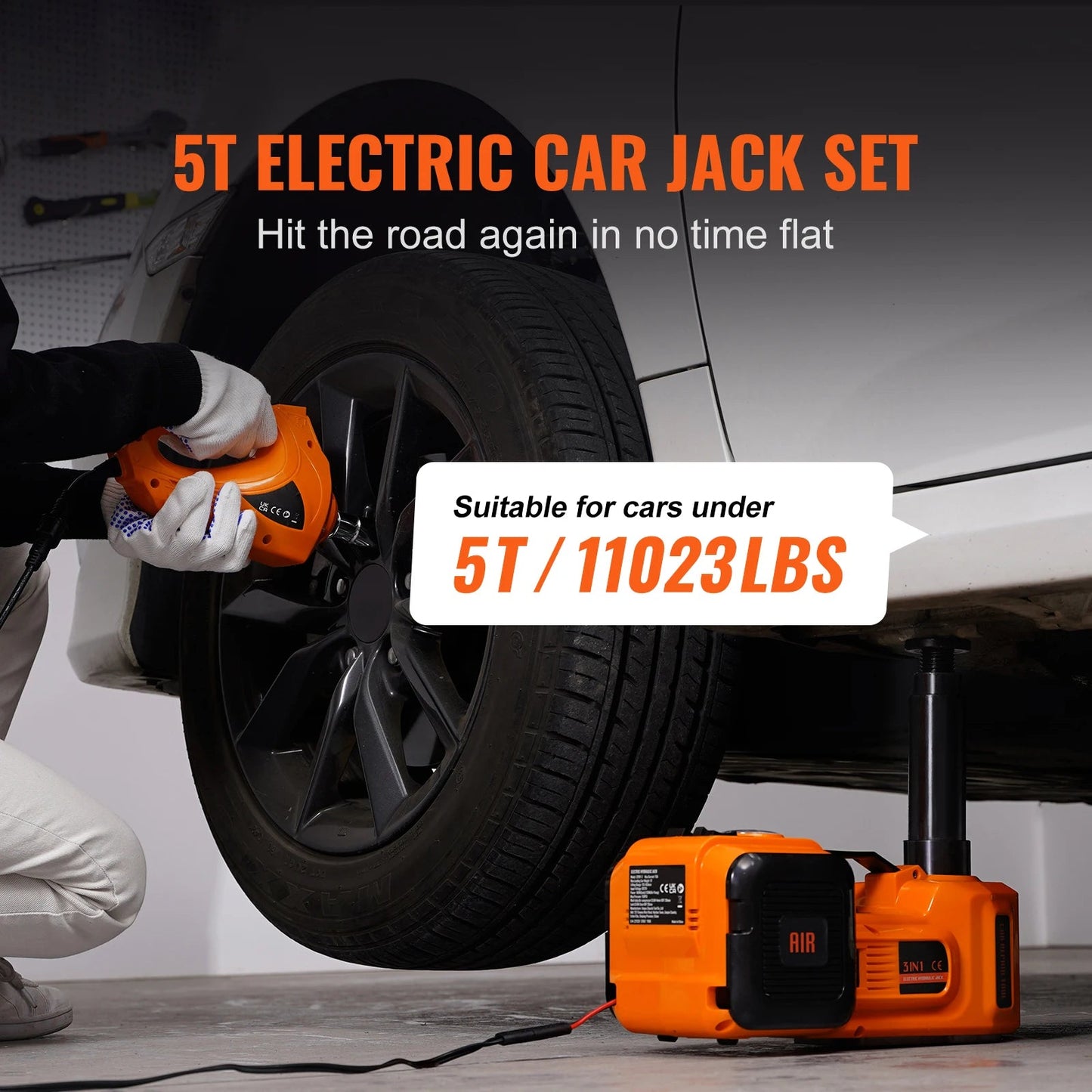 SucceBuy 5T Electric Car Jack Hydraulic Jack with Electric Impact Wrench Built-in Inflatable Pump, LED Light for SUV Sedan Truck    Home Decor Supply | Online Retail | ShoreShopper.com