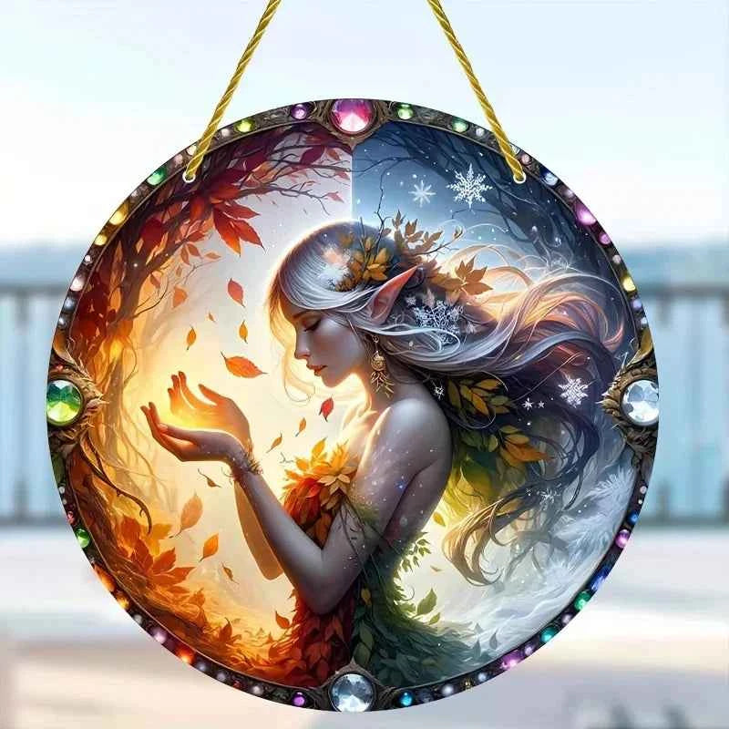 Enchanting Elf Fairy Acrylic Sun Catcher Window Door Display, Seasonal Summer Decor - for Home, Bar, for Daily Christmas Decor