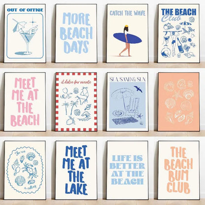 Seashells Meet Me At The Beach Poster Summer Sea Bikini Coastal Quotes Canvas Painting Trendy Wall Art Room Home Decor    Your Coastal Marketplace | Shoreshopper.com