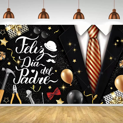 Spanish Feliz Dia Papa Backdrop Father's Day Photo Background Balloon Mustache Tie Banner Dad Party Decoration  Booth Props    Your Coastal Marketplace | Shoreshopper.com