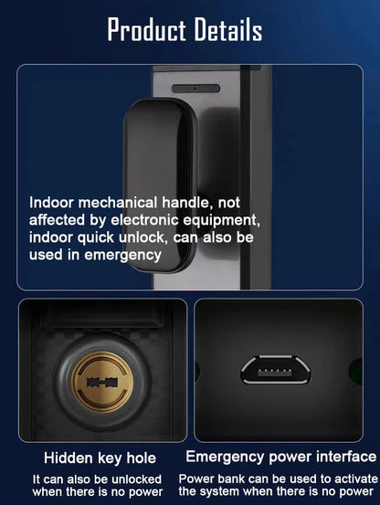 3D Face Recognition Unlock Digital Door Lock With Camera FIngerprint Password Unlock Keyless Electronic Door Lock - ShoreCo.Shop