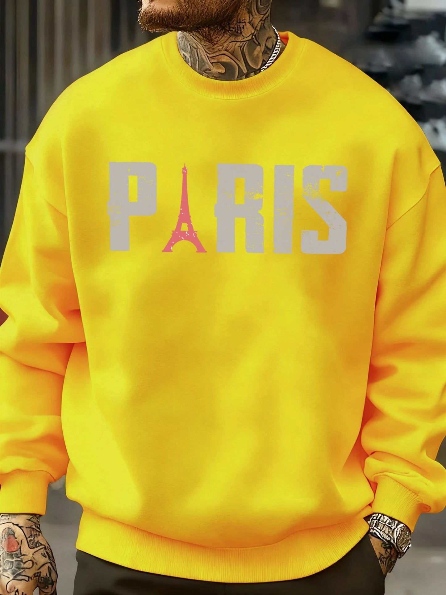 Famous Paris Tower Pattern Sweatshirt Men O-Neck Clothes Autumn Fleece Retro Pullover Loose Unisex Colour Fashion Streetwear    Home Decor Supply | Online Retail | ShoreShopper.com