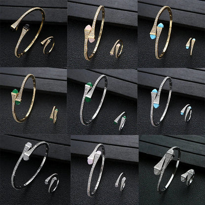 New jerseis Women's Fashion 2 Pcs Bracelet & Ring Set مجموعات المجوهرات Resin Simple Design Gold Open Cuff Bangle Jewelry Set    Home Decor Supply | Online Retail | ShoreShopper.com