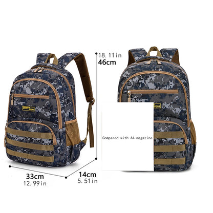 Camouflage large-capacity backpack - adjustable shoulder strap, outdoor theme style, zipper closure, ideal for hiking - ShoreCo.Shop