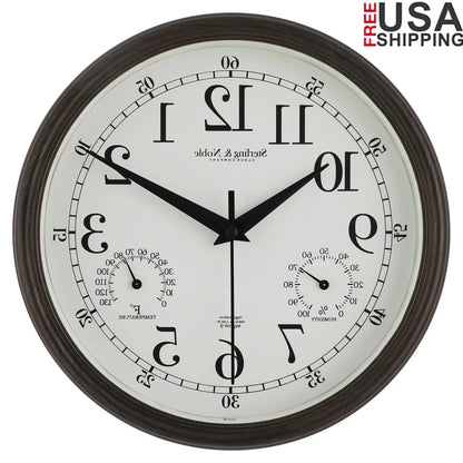 8.75 Inch Antique Bronze Indoor Outdoor Wall Clock with Thermometer Hygrometer Lightweight Durable Quartz Movement Analog Clock    Home Decor Supply | Online Retail | ShoreShopper.com