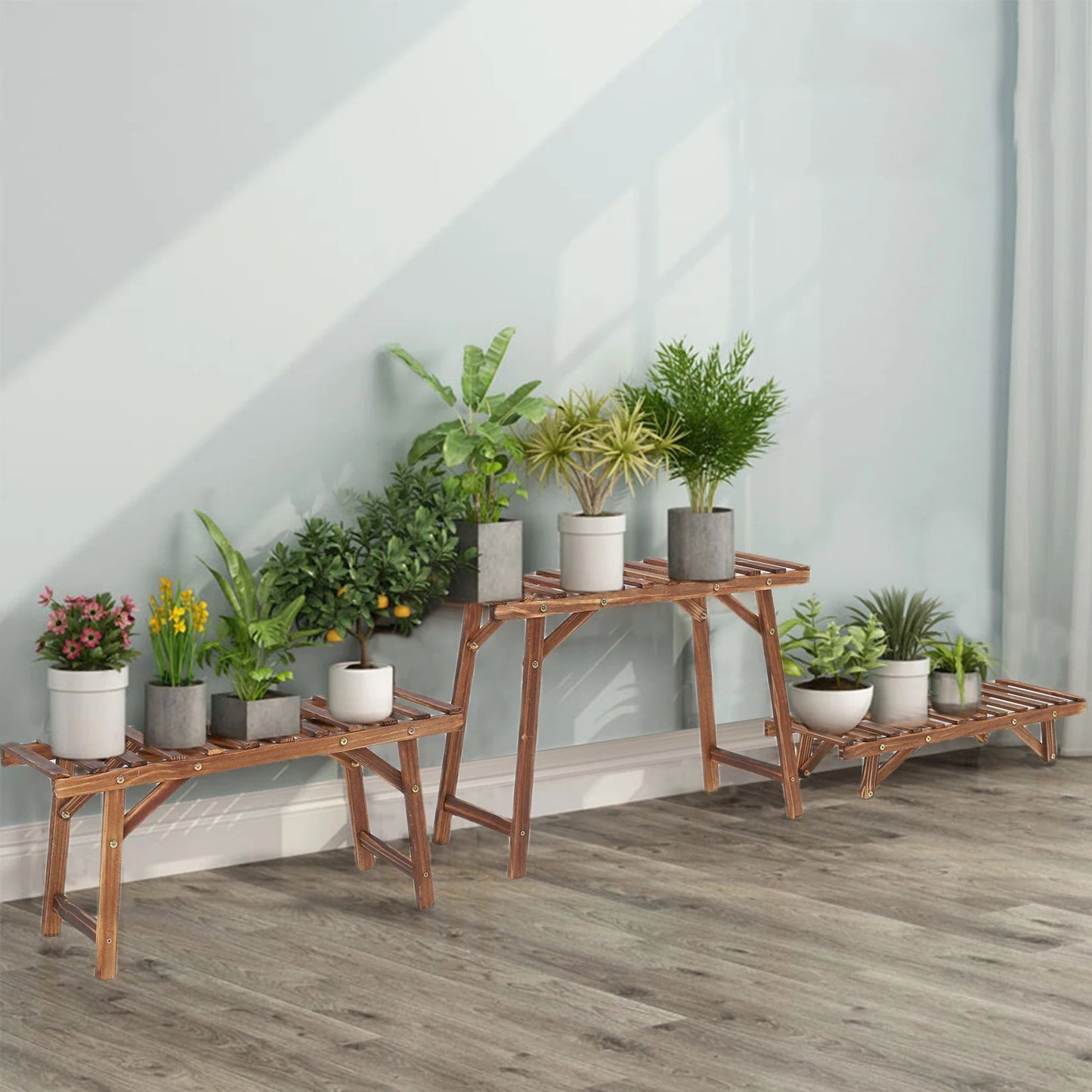 3 Tier Wood Ladder Shelf Corner Plant Stand Indoor Outdoor Flower Pot Rack    Home Decor Supply | Online Retail | ShoreShopper.com