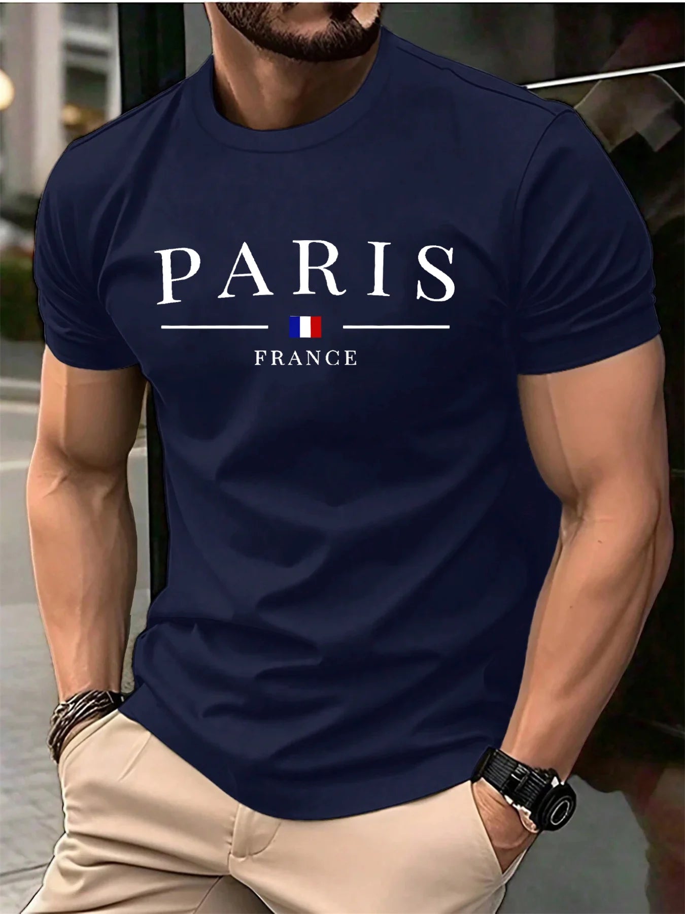 French Paris Print Men Women Pure Cotton T-shirt Popular Casual Fashion Trend Street Loose Sport Short-sleeve Adult Top Clothing    Home Decor Supply | Online Retail | ShoreShopper.com