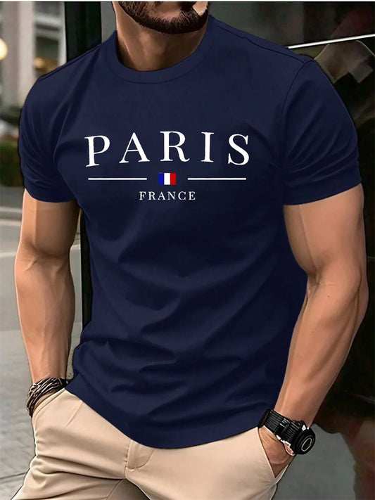 French Paris Print Men Women Pure Cotton T-shirt Popular Casual Fashion Trend Street Loose Sport Short-sleeve Adult Top Clothing    Home Decor Supply | Online Retail | ShoreShopper.com