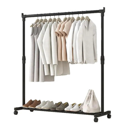Clothes Rack With Wheels Metal Telescopic Adjustable Laundry Shop Living Room Bedroom Garment Rack Heavy-duty Standing Hanger    Home Decor Supply | Online Retail | ShoreShopper.com