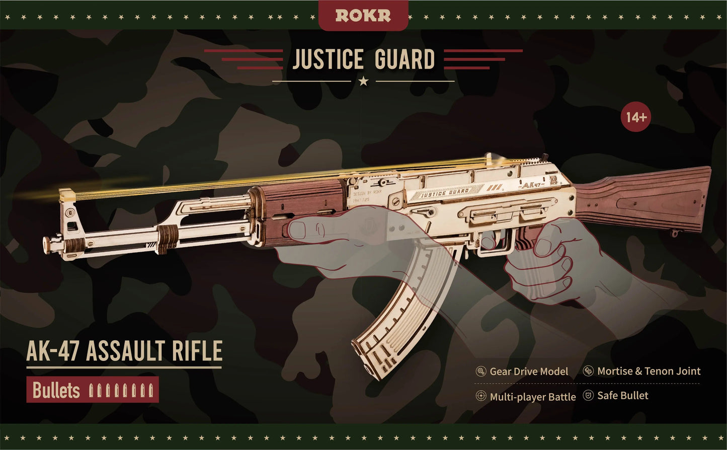 Robotime Rokr Automatic Rifle AK47 3D Wooden Gun Funny DIY Building Block Toys for Kids Adults Justice Guard Wooden PuzzleLQ901    Home Decor Supply | Online Retail | ShoreShopper.com