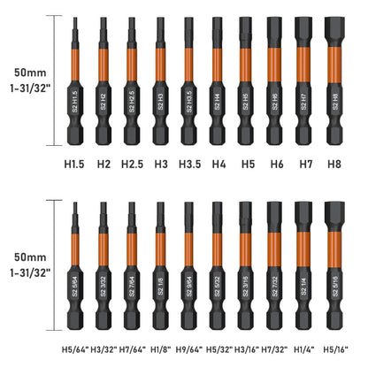 Impact Torx Bit Set-3/6 Inch  (T7-T40) & Impact Hex Head Allen Wrench Drill Bit Set-2/4 Inch  (H1.5-H8)  With CNC Machined Tips,    Home Decor Supply | Online Retail | ShoreShopper.com