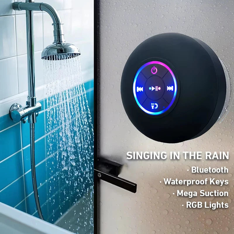 Portable Wireless Bluetooth Speaker LED Light IPX4 Waterproof Loudspeaker Outdoor Bathroom Large Suction Cup Stereo Sound Box - ShoreCo.Shop