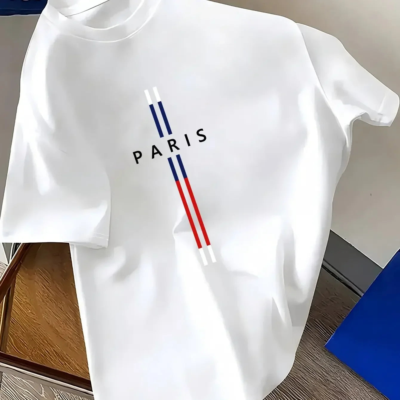 Summer Men 100% cotton fashion casual loose fit plus size Paris letter print round neck short sleeve T-shirt top    Home Decor Supply | Online Retail | ShoreShopper.com