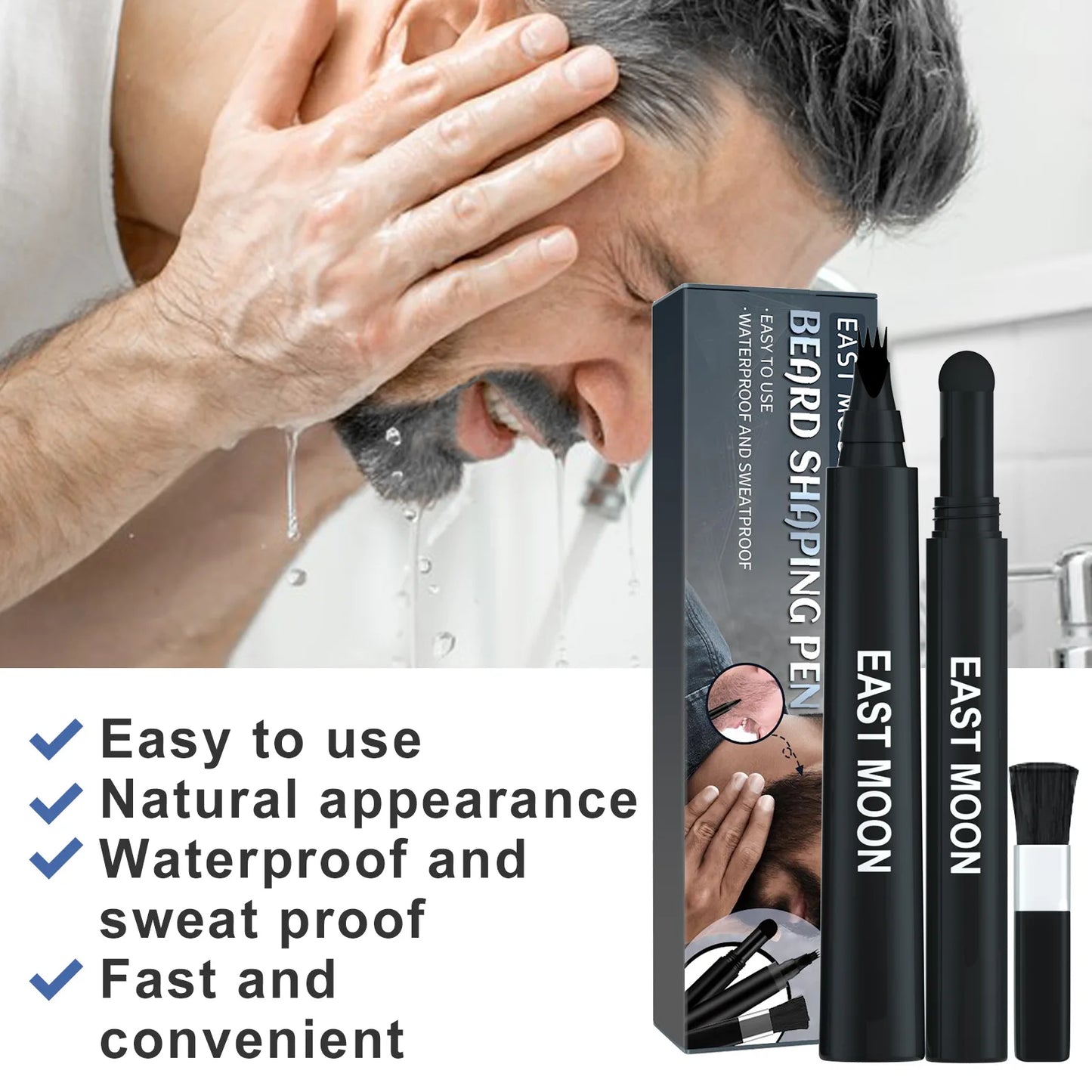 Waterproof Beard Pen Brush Beard Enhancer Lasting Hair Line Cover Repair Moustache Coloring Shaping Tools Beard Filler Pencil - ShoreCo.Shop